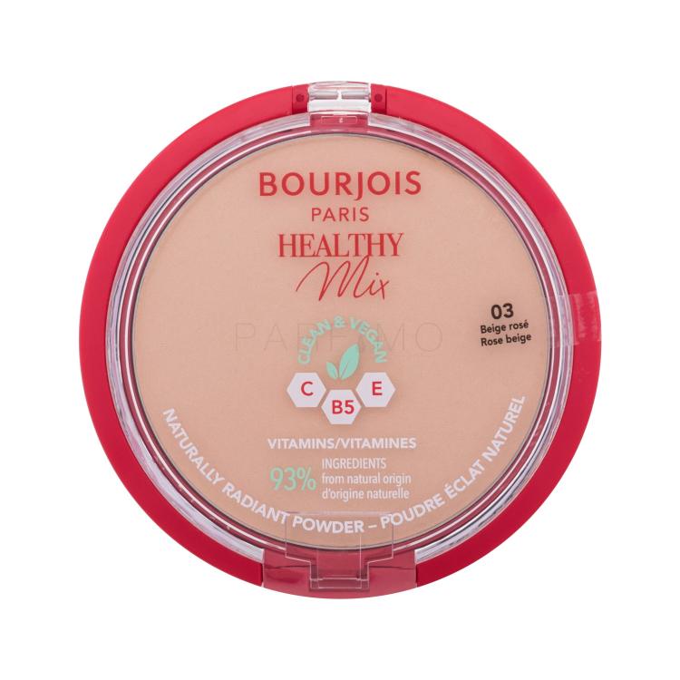 BOURJOIS Paris Healthy Mix Clean &amp; Vegan Naturally Radiant Powder Púder nőknek 10 g Változat 03 Rose Beige