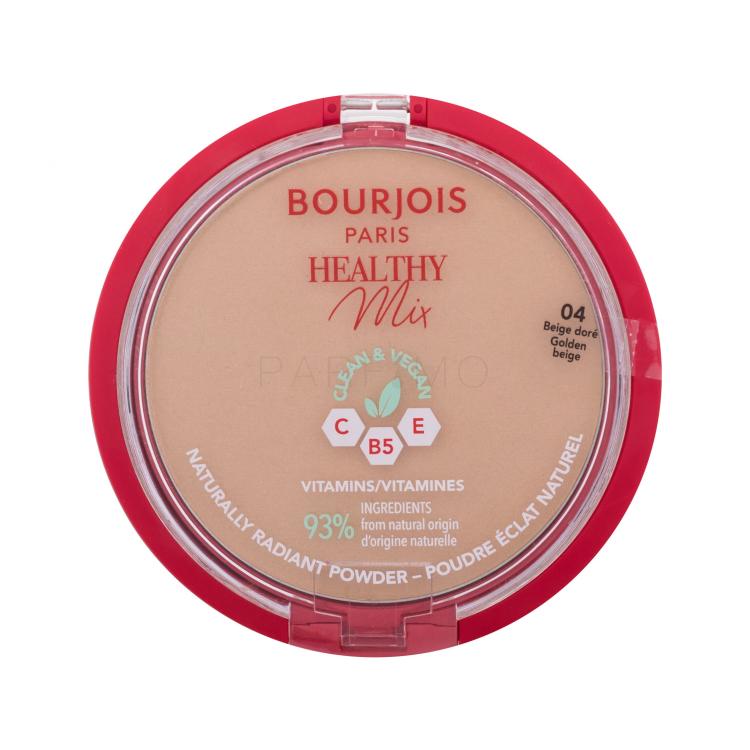 BOURJOIS Paris Healthy Mix Clean &amp; Vegan Naturally Radiant Powder Púder nőknek 10 g Változat 04 Golden Beige