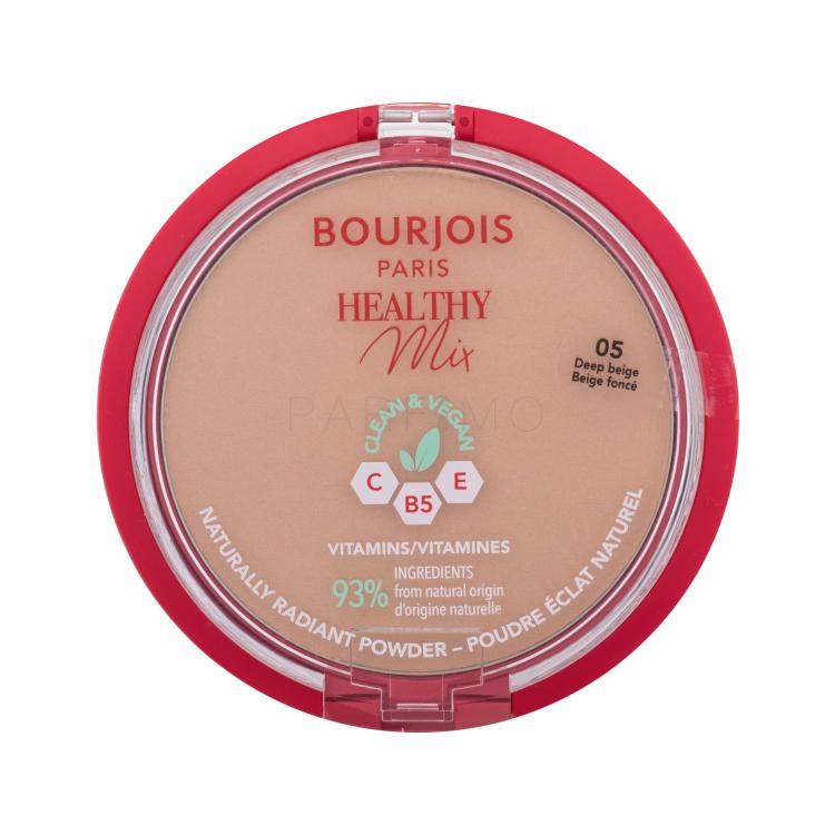BOURJOIS Paris Healthy Mix Clean &amp; Vegan Naturally Radiant Powder Púder nőknek 10 g Változat 05 Deep Beige