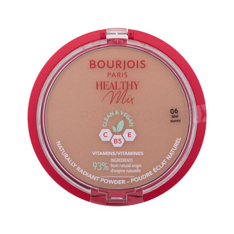 BOURJOIS Paris Healthy Mix Clean &amp; Vegan Naturally Radiant Powder Púder nőknek 10 g Változat 06 Honey