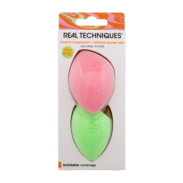 Real Techniques Miracle Complexion Sponge Shower Gel Organic White Peach &amp; Organic Nectarine Ajándékcsomagok Miracle Complexion Sponge sminkszivacs 1 db + Miracle Airblend Sponge sminkszivacs 1 db