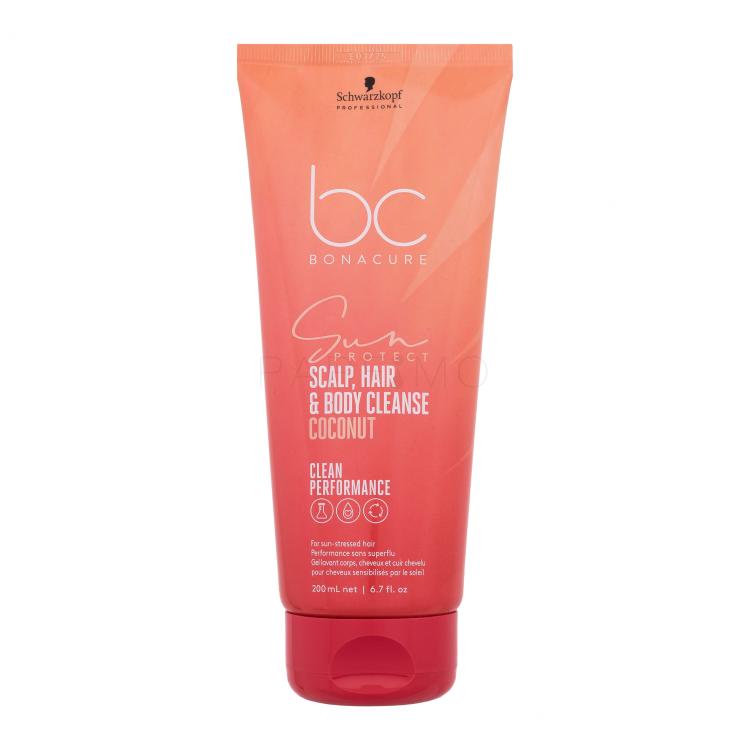 Schwarzkopf Professional BC Bonacure Sun Protect Scalp, Hair &amp; Body Cleanse Coconut Sampon nőknek 200 ml