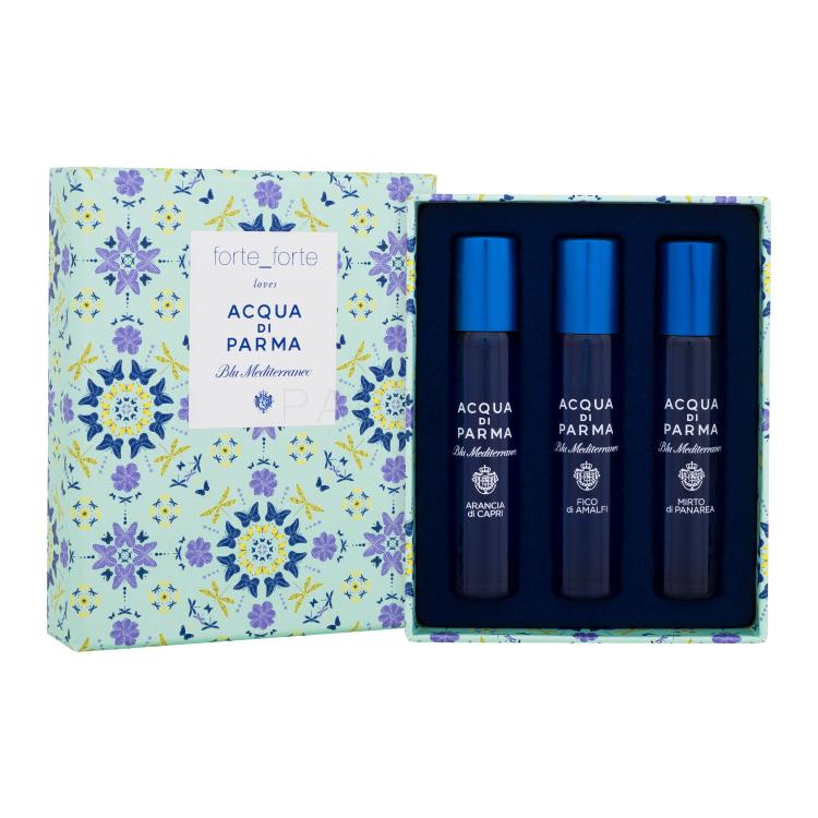Acqua di Parma Blu Mediterraneo forte_forte Limited Edition Ajándékcsomagok Mirto di Panarea eau de toilette 12 ml + Arancia di Capri eau de toilette 12 ml + Fico di Amalfi eau de toilette 12 ml