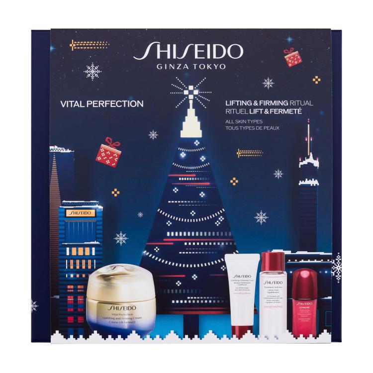 Shiseido Vital Perfection Lifting &amp; Firming Ritual Ajándékcsomagok Vital Perfection nappali arckrém 50 ml + Clarifying Cleansing Foam artisztító hab 15 ml + Treatment Lotion arctonik 30 ml + Ultimune arcszérum 10 ml