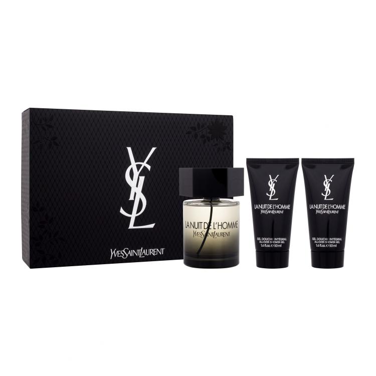 Yves Saint Laurent La Nuit De L&#039;Homme Ajándékcsomagok eau de toilette 100 ml + tusfürdő 2 x 50 ml