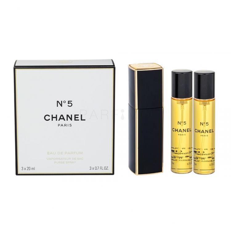 Chanel N°5 3x 20 ml Eau de Parfum nőknek Twist and Spray 20 ml