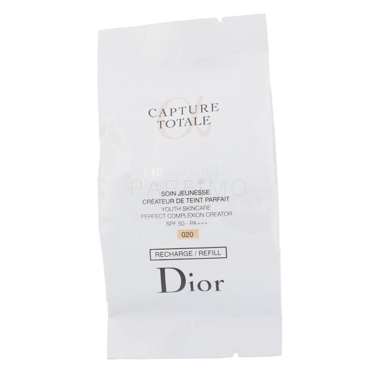 Christian Dior Capture Totale Dreamskin Moist &amp; Perfect Cushion SPF50+ Alapozó nőknek Refill 15 g Változat 020 teszter