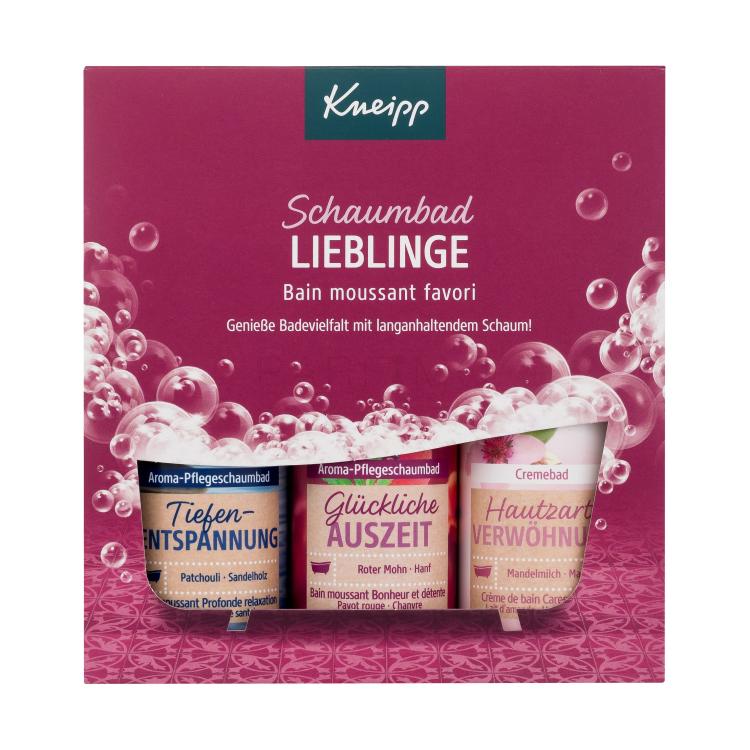 Kneipp Schaumbad Lieblinge Ajándékcsomagok Tiefen Entspannung fürdőhab 100 ml + Glückliche Auszeit fürdőhab 100 ml + Hautzarte Verwöhnung fürdőhab 100 ml
