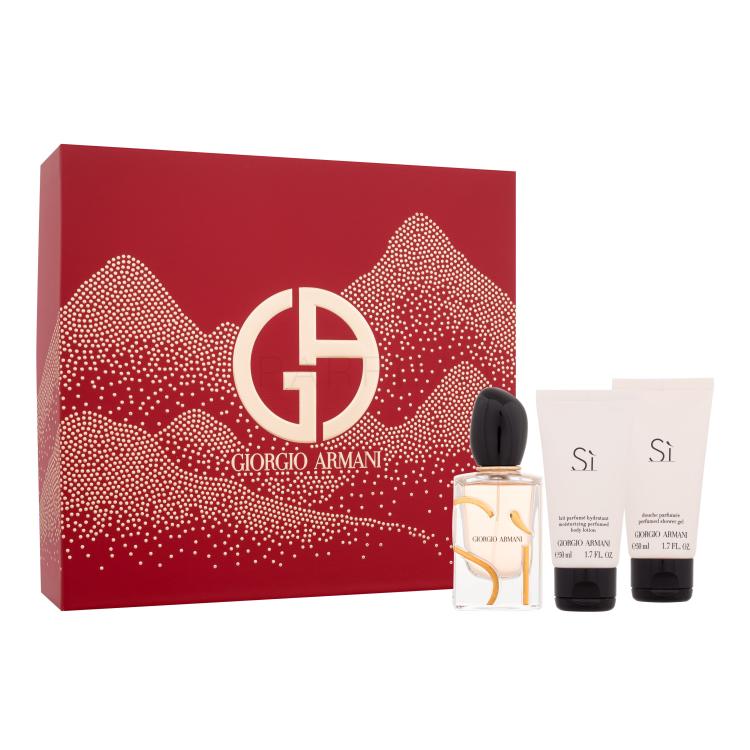 Giorgio Armani Sì Ajándékcsomagok eau de parfum 50 ml + testápoló tej 50 ml + tusfürdő 50 ml