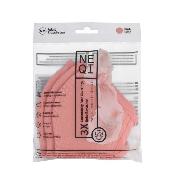 NEQI Adult Community Face Coverings S-M Pink Szájmaszk 3 db