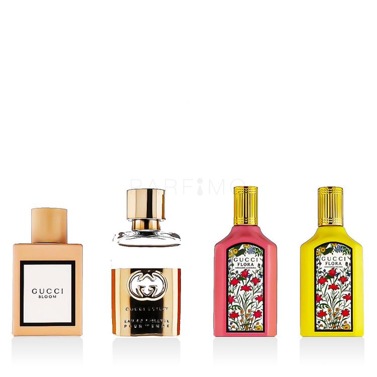 Gucci Mini Set Ajándékcsomagok Eau de Parfum Flora Gorgeous Orchid 5 ml + Eau de Parfum Flora Gorgeous Gardenia 5 ml + Eau de Toilette Guilty Pour Femme 5 ml + Eau de Parfum Bloom 5 ml