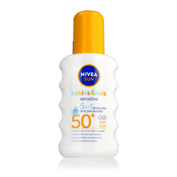Nivea Sun Babies &amp; Kids Sensitive Protect Spray SPF50+ Fényvédő készítmény testre gyermekeknek 200 ml