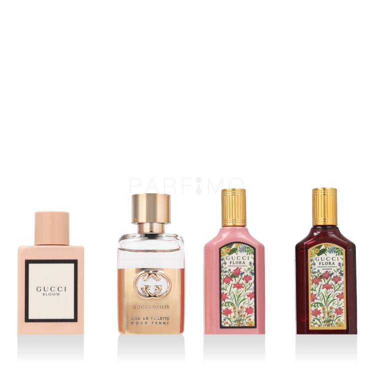 Gucci Mini Set Ajándékcsomagok Eau de Parfum Bloom 5 ml + Eau de Parfum Flora Gorgeous Gardenia 5 ml + Eau de Parfum Flora Gorgeous Gardenia Intense 5 ml + Eau de Toilette Guilty Pour Femme 5 ml