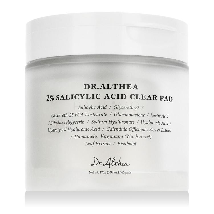 Dr. Althea 2% Salicylic Acid Clear Pad Sminkeltávolító nedves törlőkendők 65 db