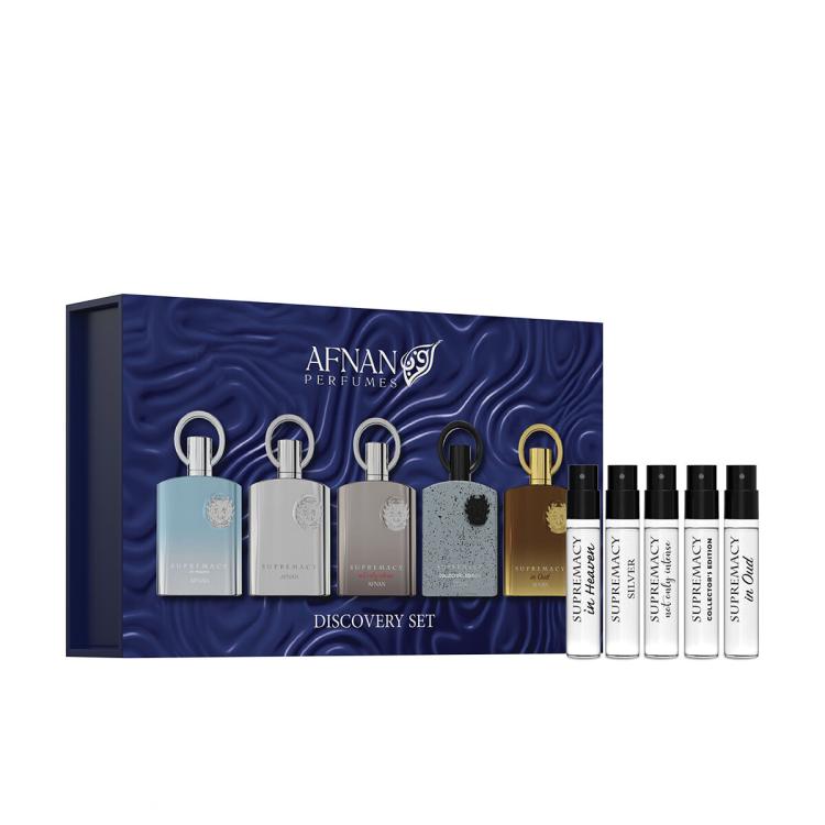 Afnan Discovery Set Supremacy Ajándékcsomagok EDP Supremacy In Heaven 2 ml + EDP Supremacy Silver 2 ml + EDP Supremacy Collector's Edition 2 ml + parfümkivonat Supremacy Not Only Intense 2 ml + parfümkivonat Supremacy In Oud 2 ml