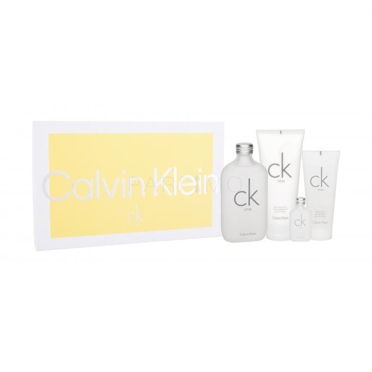 Calvin Klein CK One Ajándékcsomagok Eau de Toilette 200 ml + testápoló 200 ml + tusfürdő 100 ml + Eau de Toilette 15 ml