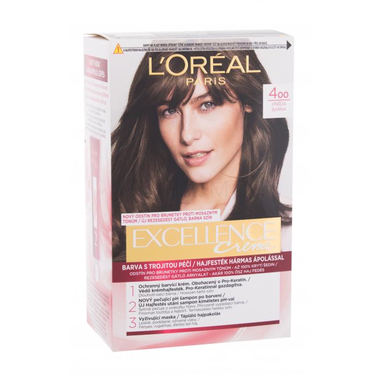 L&#039;Oréal Paris Excellence Creme Triple Protection Hajfesték nőknek 48 ml Változat 400 Brown