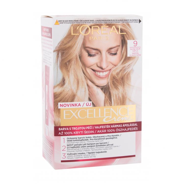 L&#039;Oréal Paris Excellence Creme Triple Protection Hajfesték nőknek 48 ml Változat 9 Natural Light Blonde