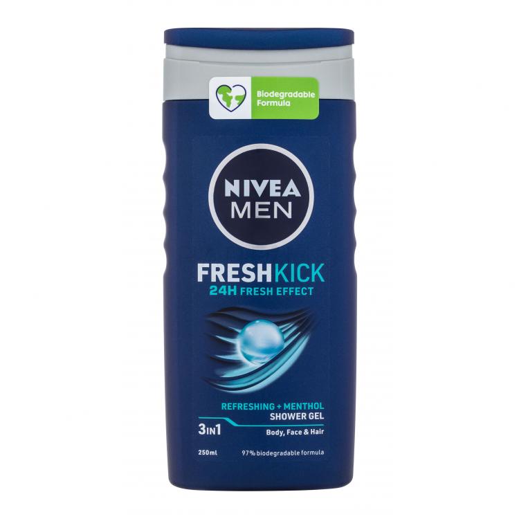 Nivea Men Fresh Kick Shower Gel 3in1 Tusfürdő férfiaknak 250 ml