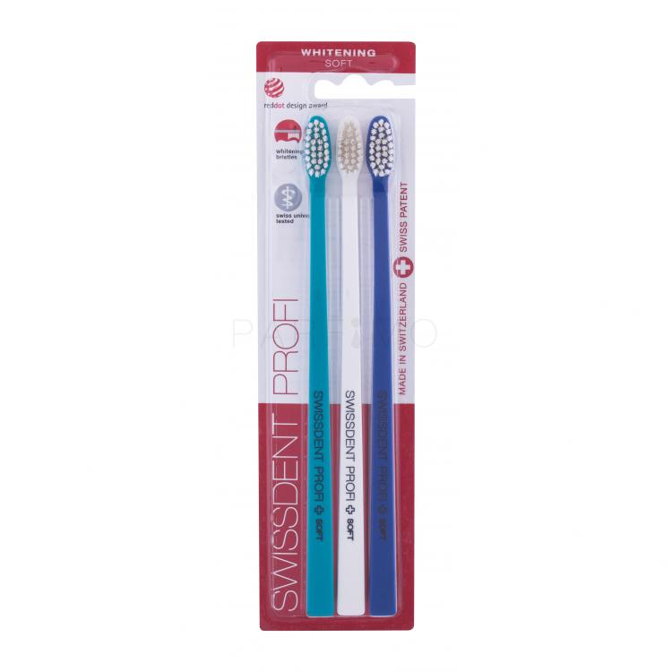 Swissdent Profi Whitening Trio Soft Fogkefe 3 db Változat Dark Blue, Turquoise, White