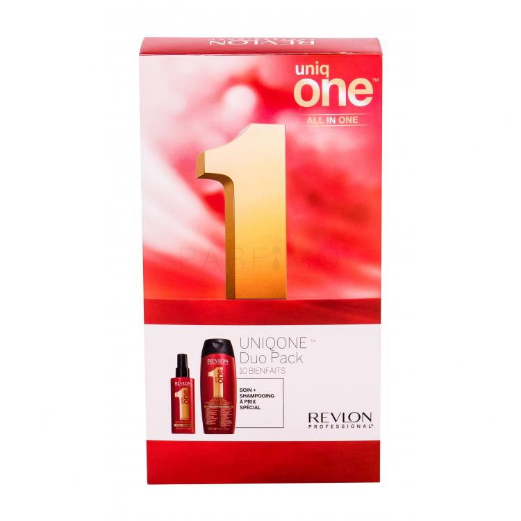 Revlon Professional Uniq One Ajándékcsomagok öblítést nem igénylő hajpakolás 150 ml + sampon 300 ml