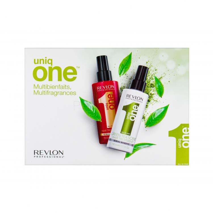 Revlon Professional Uniq One Duo Kit Ajándékcsomagok öblítést nem igénylő hajpakolás 150 ml + Green Tea öblítést nem igénylő hajpakolás 150 ml